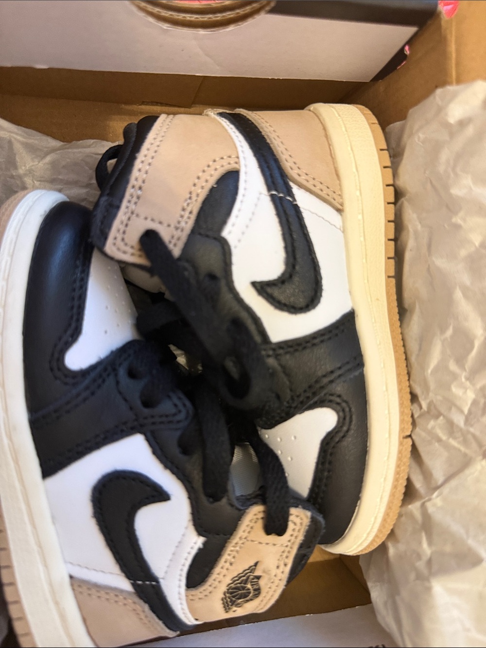 Nike Kids Black, White & Beige High-Top Sneakers